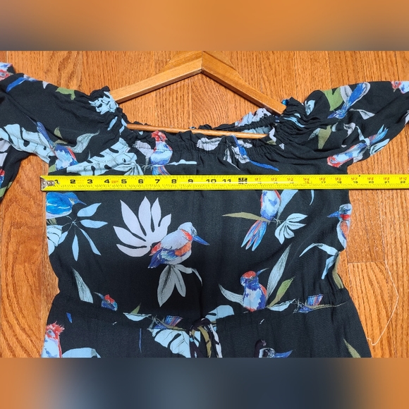 ANTHROPOLOGIE SAM & LAVI OFF THE SHOULDER BIRDS OF PARADISE CARDINALS DRESS XS - Picture 11 of 15